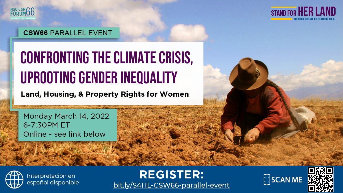 CSW66 Parallel Event Confronting The Climate Crises Uprooting Gender